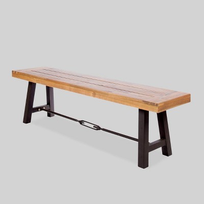 Catriona Acacia Wood Patio Bench - Teak - Christopher Knight Home