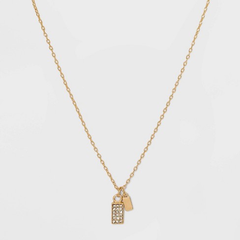 Gold square 2024 locket necklace