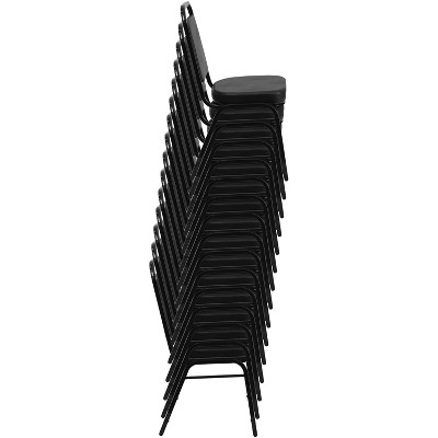 Black Vinyl and Gold Frame Stacking Banquet Chair