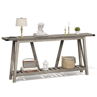 Crestlive Products 70 Inches Extra Long Sofa Table 2-Tier Industrial Entryway Table Narrow Entry Console Table with Storage