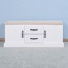 Lirago,42.52"D * 15.9"W * 17.52"H, White Wooden Entryway Shoe Cabinet with 2 Doors & 2 Drawers, Removable Cushion - 3 of 4