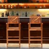 Tangkula Set of 2 Acacia Wood Outdoor Patio Bar Stool with Footrest&Backrest&Armrest - 2 of 4