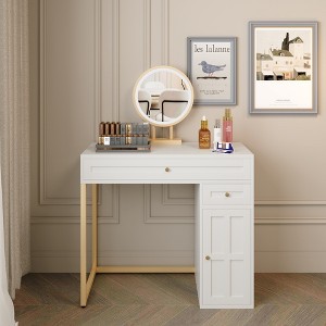 Whisen 31'' Makeup Vanity Desk with Lighted Mirror, 2 Drawers and 1 Cabinet - 1 of 4