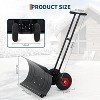 Heavy Duty Snow Shovel with Ergonomic Handle for Driveway, Push Snow Plow Shovel with Adjustable Handle, Angled Blade and Wheels - 2 of 4