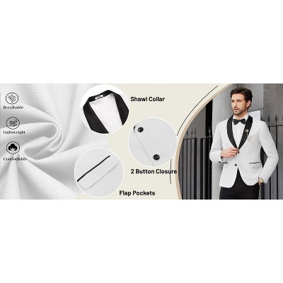 COOFANDY Men Tuxedo Jacket Slim Fit Blazer Suit Jacket Prom Dinner Party Wedding Black L — фото 4