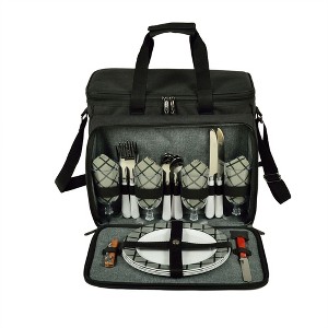 Picnic at Ascot Soft Sided Cooler with Four Person Picnic Set - 1 of 4