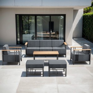 Belord Metal Patio Furniture Set with 10" Extra Thick Cushion, 6PCS Outdoor Conversation Set with Patio Chair, Couch, Coffee Table and Ottoman - 1 of 4