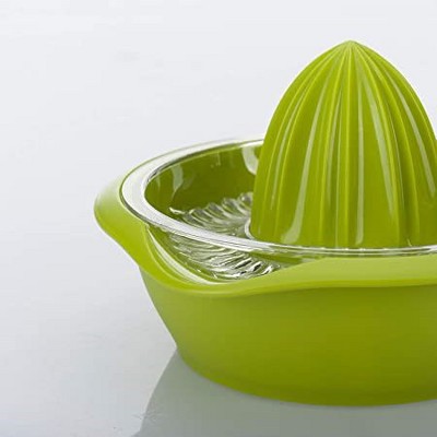 Green Polypropylene Manual Citrus Juicer with Transparent Strainer