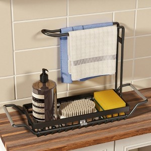 FONTOI 9.25"W x 16.5"-21.2"L Sink Retractable Storage Basket Kitchen Organization Flexible Design Space Saver for Kitchen, Black, 16.53"*4.13"*9.25" - 1 of 4