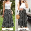 Women's Polka Dot Maxi Skirt - High Waist Pleated Midi Swing Skirt with Pockets for Beach & Cruise Black Floral- Daisy - 2 of 4