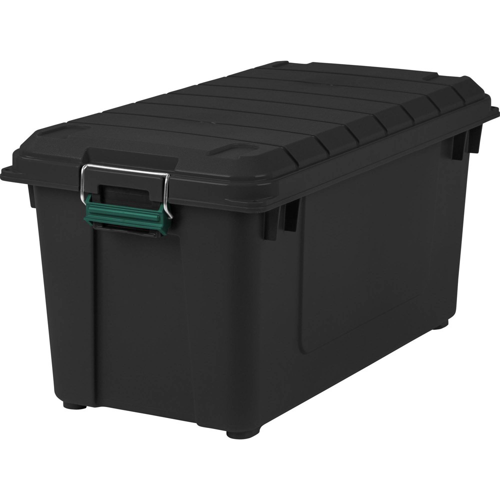 IRIS x Remington 82qt Store-It-All Heavy Duty Plastic Storage Tote Bin with Lid Black: Stackable, Airtight Utility Tubs