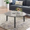 NicBex Modern Imitation Marble Round Coffee Table with Solid Wood Legs,Rubber Wood Side Table,Center Table for Living Room - 2 of 4