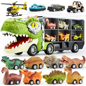 Joyfy 13-in-1 Dinosaur Toy Set, Dinosaur Transport Truck with 12 Pull-Back Cars, Dinosaur Car Playset, Birthday Gift for Kids Boys Toddlers Ages 3 4 5 - 1 of 4