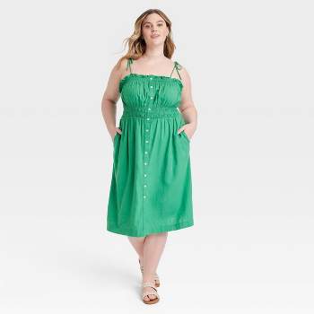 Women's Linen Dress - Universal Thread™ Green 4X