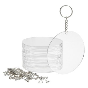 Bright Creations 20 Pieces Acrylic Circle Keychain Blanks, 3.5" Round Clear Discs with 10 Metal Rings for Christmas Ornaments, DIY Crafts - 1 of 4