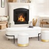 Upholstered Boucle Storage Ottoman Bench, Faux Shearling Oval Ottoman for Living Room Bedroom - 3 of 4