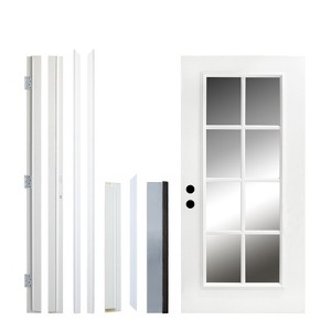 PexFix 36"x80" 8 Lite Full Lite Clear Glass Right Hand Inswing Fiberglass Entrance Door 6-9/16 Door jamb White Primed Fiberglass Knock Down Front Door - 1 of 4