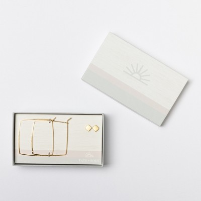 Totalee Gift Gold Geometric Diamond Earring Set Burnished Brass Gold