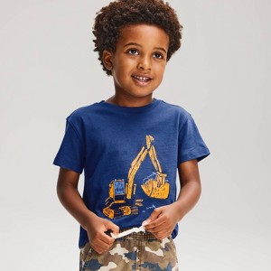 Camiseta de Manga Corta para Niño Pequeño con Gráfico de Excavadora - Cat & Jack™ Azul Marino