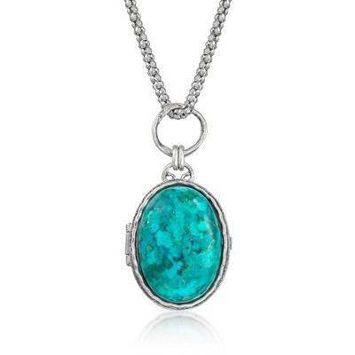 Ross-Simons Turquoise Locket Necklace in Sterling Silver