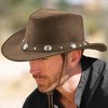 Collections Etc Natural Leather Buffalo Nickel Style Stud Hat - 2 of 4
