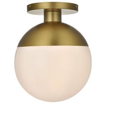 Elegant Lighting Eclipse 12 Inch Flush Mount Frosted White Shade in Satin Gold