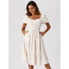 INSPIRE CHIC Women's Floral Sweetheart Neck Puff Short Sleeve A-Line Midi Dress - 3 of 4