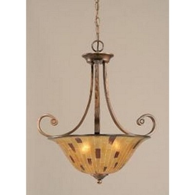 Toltec Lighting Curl 3 - Light Pendant in  Bronze with 16" Penshell Resin Shade