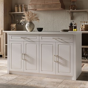 Homsee Freestanding Kitchen Storage Island with Side Power Outlet