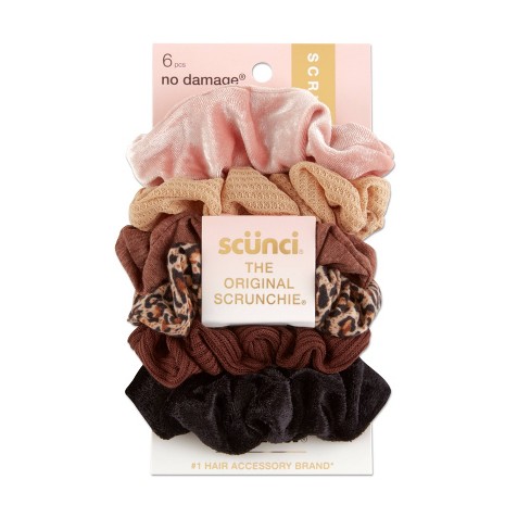 Scünci No Damage Mixed Textures Scrunchies - Warm Neutral - All Hair - 6pcs  : Target