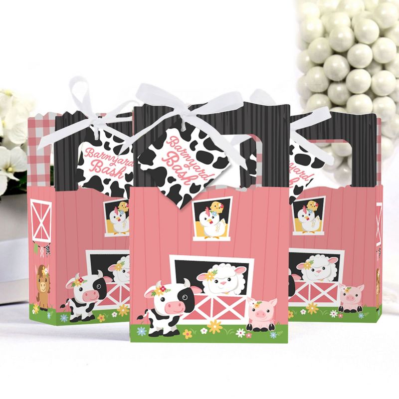Big Dot of Happiness Girl Farm Animals - Pink Barnyard Baby Shower or Birthday Party Favor Boxes - Set of 12, 3 of 7