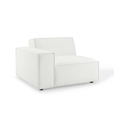 White Velvet 5-Piece Sectional Sofa with Ottoman
