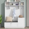 78.7'' Elegant Design Hall Tree with Storage Cabinet, 3 Shelves, Widen Bench and 3 Coat Hooks - ModernLuxe - 2 of 4