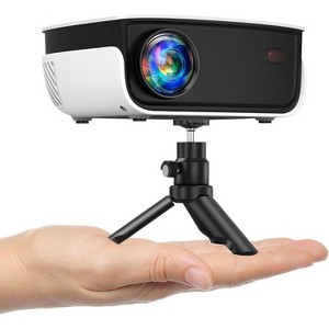 Mini Paaaawaters Projector, NICPOW Portable Outdoor Movie Projector with Tripod, 1080P and 200" Supported Small Projector Compatible with TV Stick - 1 of 4