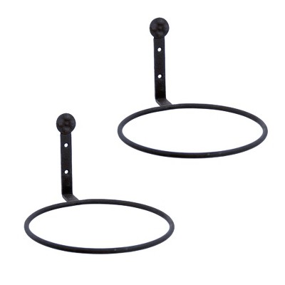 Black Powdercoat 8-Inch Flower Pot Ring, Set of Two