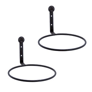 Set of 2 8" Wall Mounted Flower Pot Holder Ring Brackets Black Powder Coat - ACHLA Designs - 1 of 4