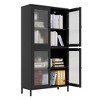 Vynxaria Classic Double-Door Cabinet with Waffle-Grids Glass and Adjustable Shelves - 4 of 4