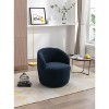 Racxily Teddy Fabric Swivel Accent Armchair - Dark Green Barrel Chair with Black Metal Ring | Teddy Fabric Swivel Accent Armchair - 4 of 4