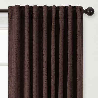 Brown Polyester Blackout Tab Top Window Curtain Panels, 52 x 63 Inches