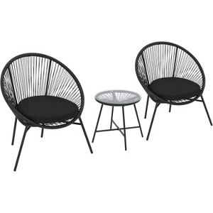 3-Piece Acapulco Patio Set – All-Weather Woven Chairs & Tempered Glass Table for Balcony/Deck - 1 of 4