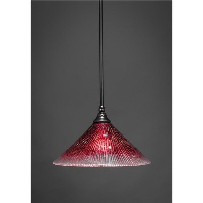 Toltec Lighting Any 1 - Light Pendant in  Black Copper with 12" Raspberry Crystal Shade