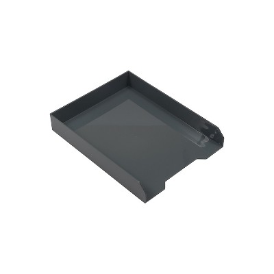 JAM Paper AM Paper Stackable Front Loading Letter Tray Letter Size Gray Plastic 2/Pack (344GYA)