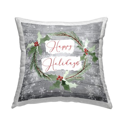 Stupell Industries Happy Holidays Winter Holly Wreath