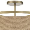 Minka Lavery Rustic Ceiling Light Semi Flush Mount Fixture 20 1/2" Soft Brass Natural Rope Drum Shade for Bedroom Kitchen Hallway - 3 of 4