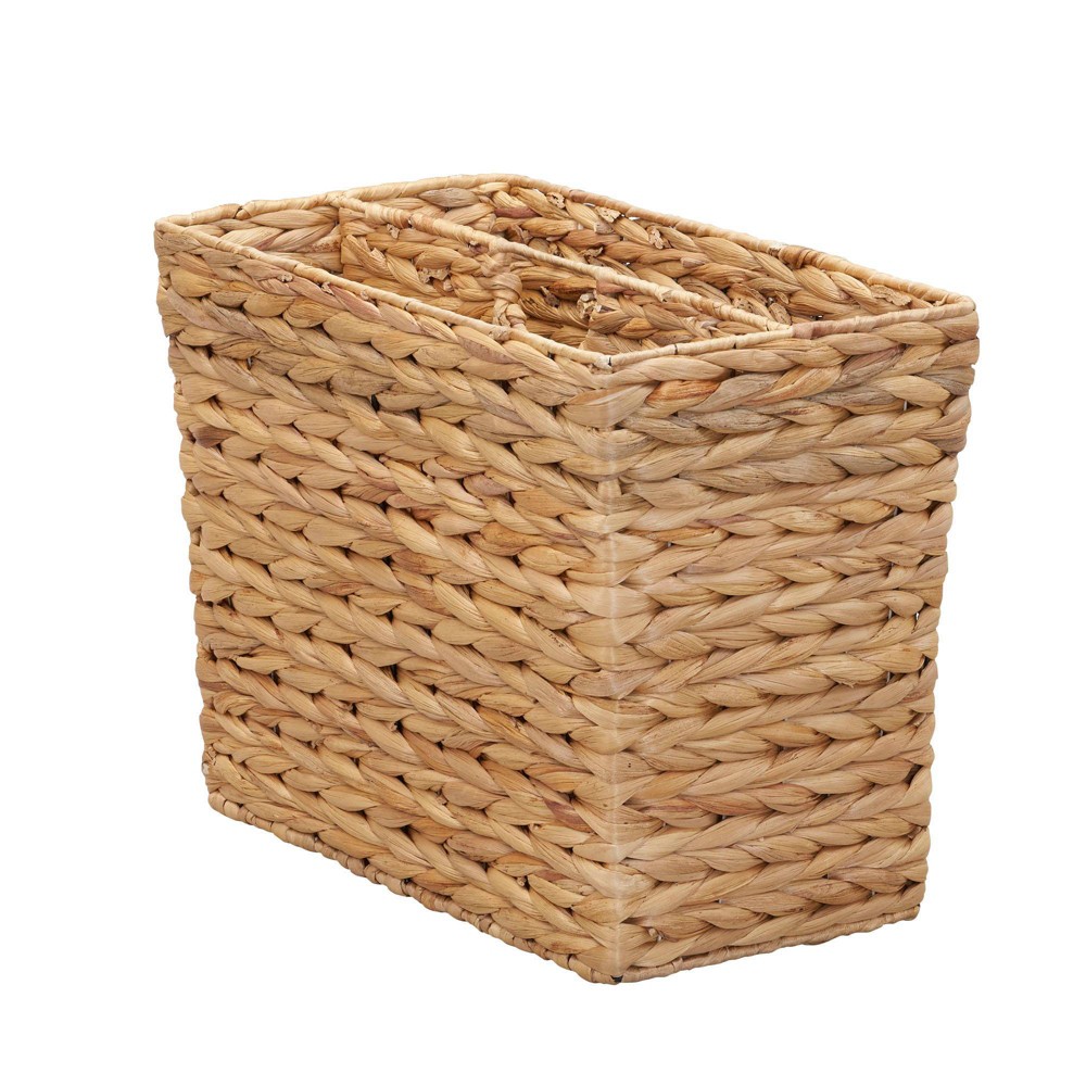 Photos - Other Decoration Household Essentials Side-by-Side Magazine Rack Hyacinth: Handwoven Rectangle Basket, Light Brown, 17" Width, 13" Height