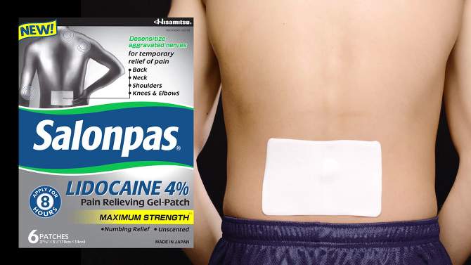 Salonpas Lidocaine 4% Pain Relieving Gel Patch - Odor Free - 6ct, 2 of 7, play video