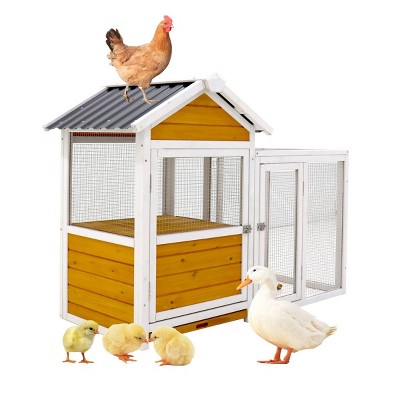 LAOTIES Large Outdoor Wooden Chicken Coop with Nest Box,Weatherproof PVC Board,Multi-Use Duck Coop