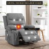 360 Swivel Rocker Chair Small Rocking Recliner, Upholstered Fabric Glider Nursery Chair with Side Pockets with Cup Holder, Massage and Heat Recliner - 2 of 4