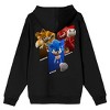 Sonic 3 Movie Brains Brawn & Speed Adult Black Long Sleeve Hooded Sweatshirt - 3 of 3