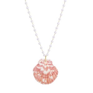 Adornia 14k Gold Plated Pink Shell Rosary Pearl Necklace - 1 of 4